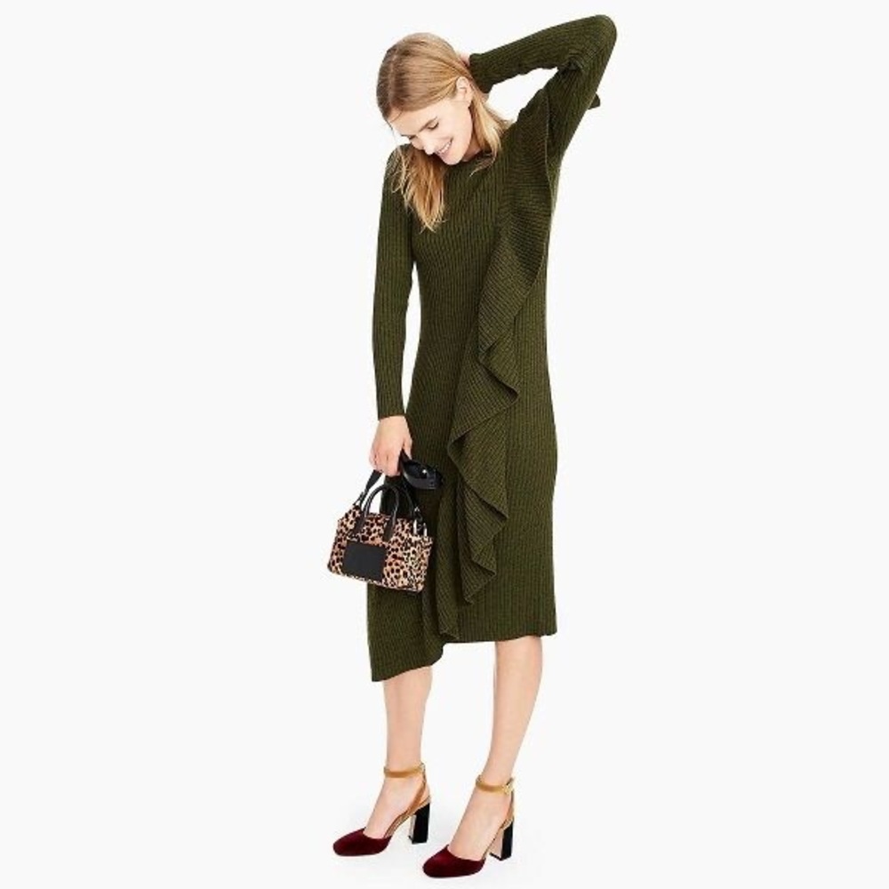 J Crew Collection ruffle-front sweater-dress